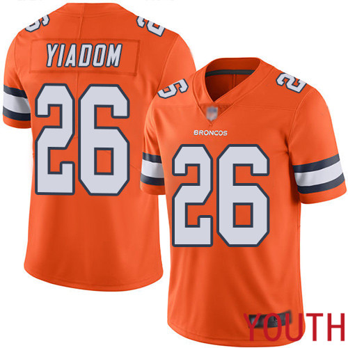 Youth Denver Broncos #26 Isaac Yiadom Limited Orange Rush Vapor Untouchable Football NFL Jersey->youth nfl jersey->Youth Jersey